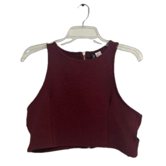 NWOT Maroon Cut Out Crop Top with Gold Zipper Detail - Medium​ - Picture 1 of 4